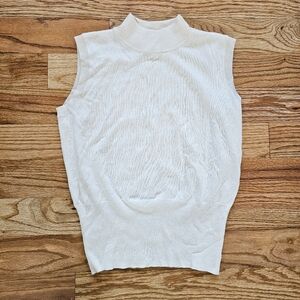 Vintage Hillard & Hanson Size M Off White Mock Neck Sweater Cotton Lightweight